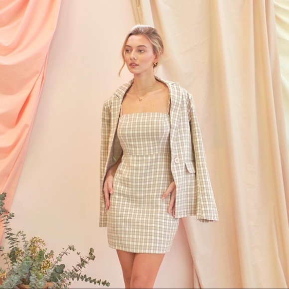 NWT FORE COLLECTION PREPPY PASTEL PLAID PADDED SHOULDER SPRING SUMMER BLAZER - Picture 4 of 13